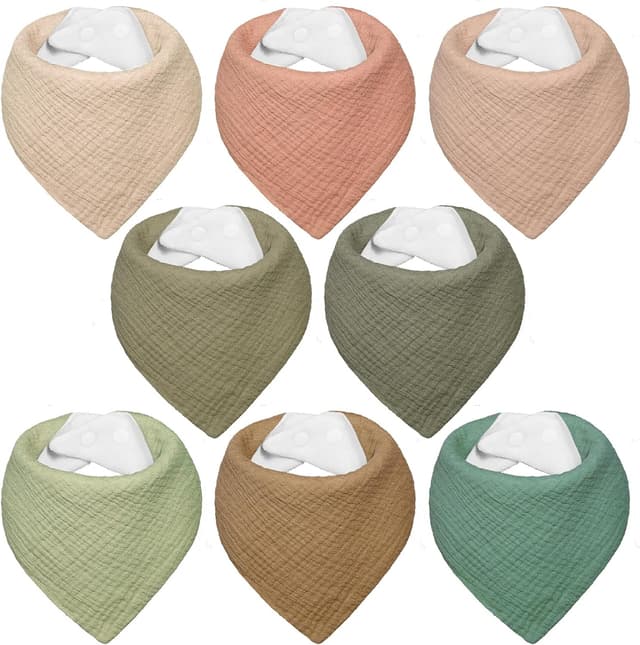 Imagen de IKWOLETI Lätzchen Dreieckstuch Musselin 8er-Set en OfertitasTOP