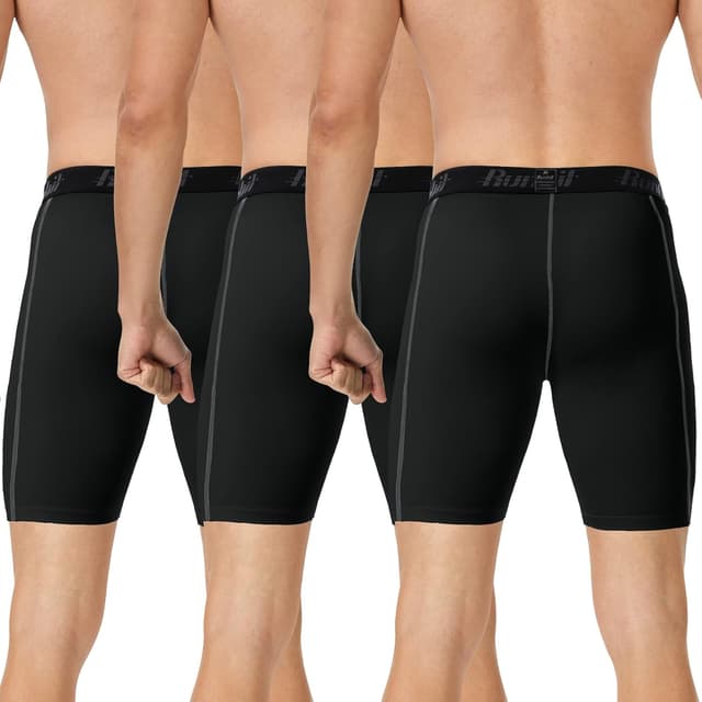 Detalle 2 de Runhit 3 Pack Compression Shorts for Men – Sports Base Layer Spandex Cycling Shorts