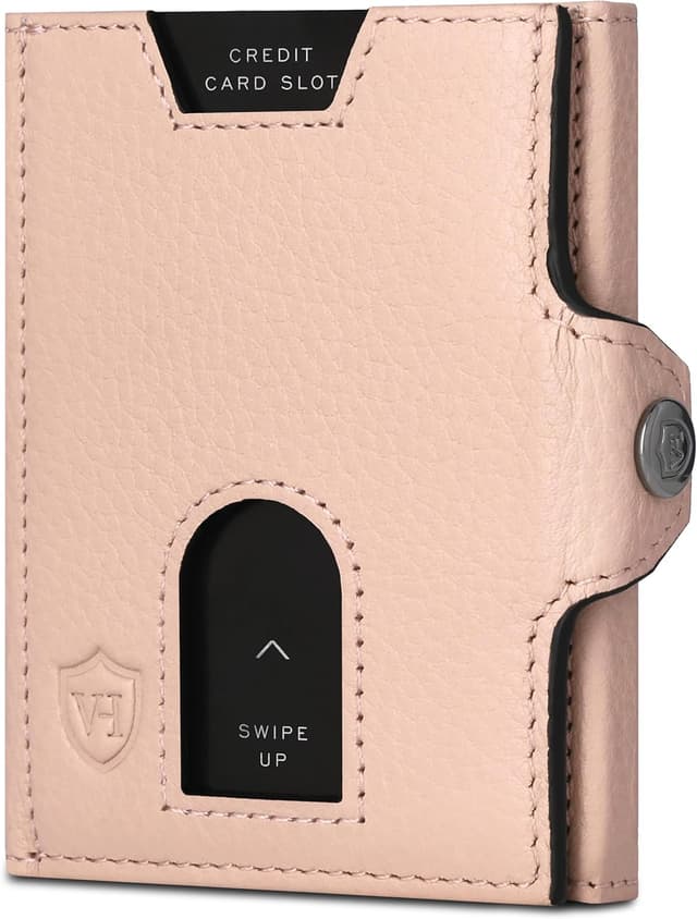 Detalle de VON HEESEN Slim Wallet mit XL Münzfach und RFID-Schutz – Nappa-Leder Kartenetui Rose