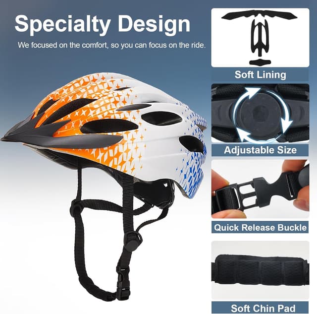 Detalle de Bike Helmet Men Women Cycle Helmet with Light (54–62cm) – 21 Vents Adjustable MTB/Road Helmet