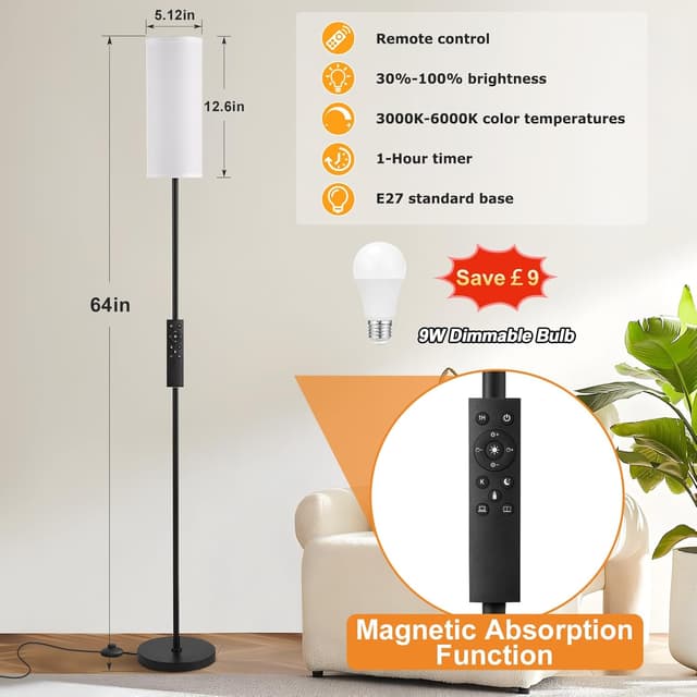 Thumbnail 2 de Aooshine 64" Floor Lamp Remote Dimmable