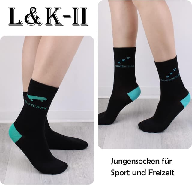 Detalle de Calzini da ginnastica per ragazzi in spugna di cotone (con stampe navy), confezione da 10 paia