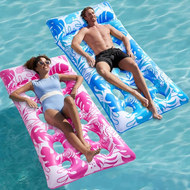 Detalle de SLOOSH 2-Pack Inflatable Pool Floats Mat with Headrest (XL) for Adults