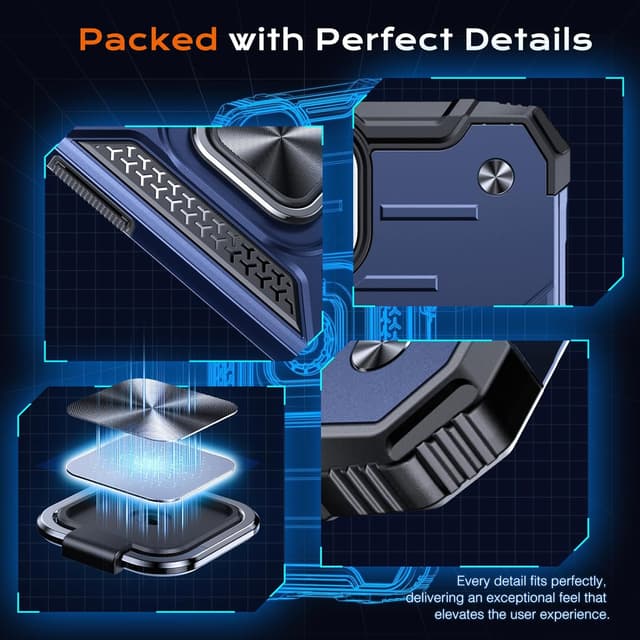 Detalle 2 de Anqrp Armor Handyhülle für iPhone XR mit Ring-Ständer – stoßfeste Schutzhülle in Blau