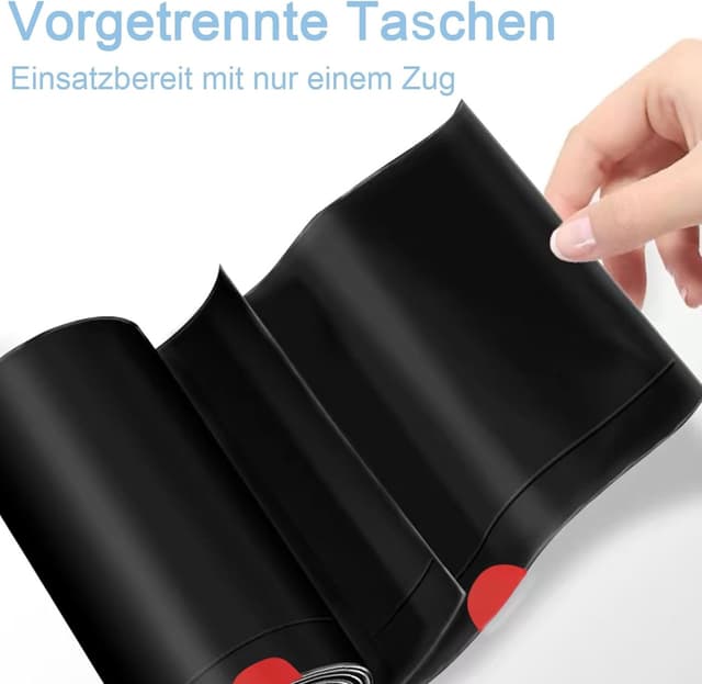 Detalle de XIYOO Schwarz Müllbeutel 25 l mit Zugband (60 Stück) – reißfeste Abfallsäcke mit Tragegriffen