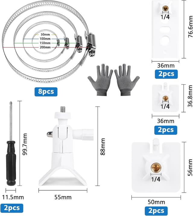 Detalle de LALAGO Masthalterung für Außen-/Innenkamera & Solarpanel (2er-Set) – universell mit 360° Drehung und verstellbarem Durchmesser