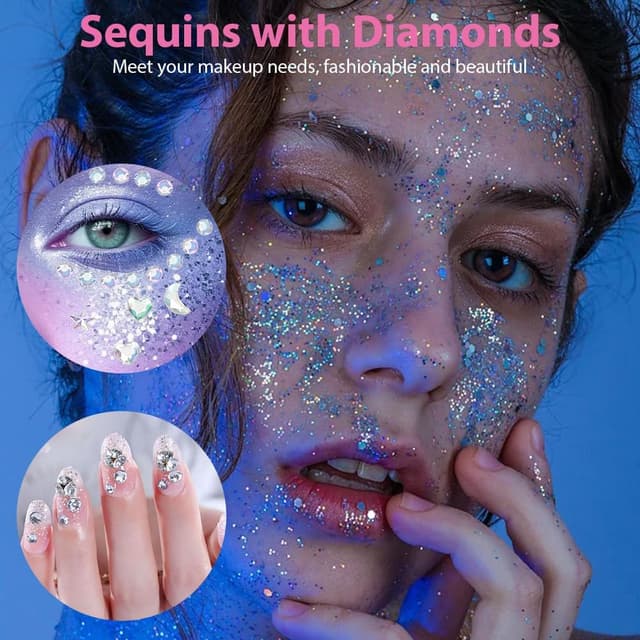 Detalle de BUTBU Coffret de 24 gels pailletés holographiques (visage, corps, ongles, yeux) pour festival et maquillage