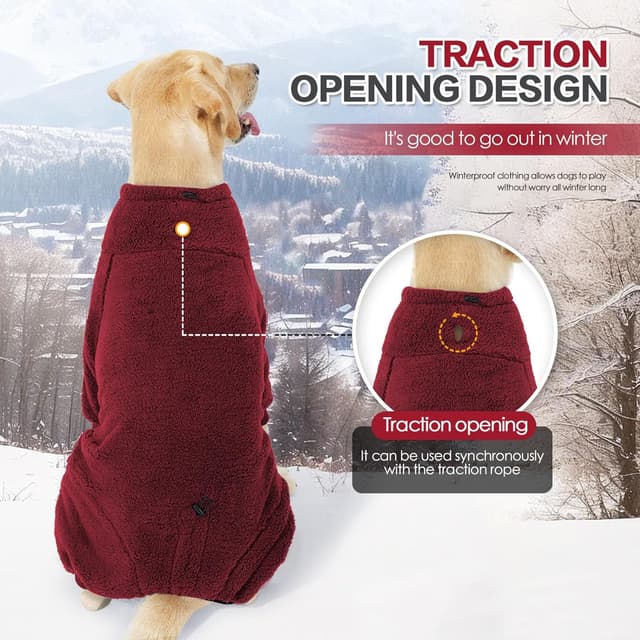 Detalle 2 de BT Bear Dog Winter Clothes Warm Fleece Pullover Onesie Jumpsuit (Red)