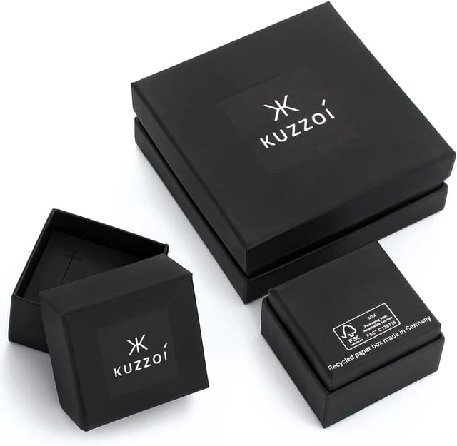 Detalle 1 de Kuzzoi anello da uomo in argento Sterling 925 con sigillo rotondo e bussola, nero ossidato (misure 60-66)