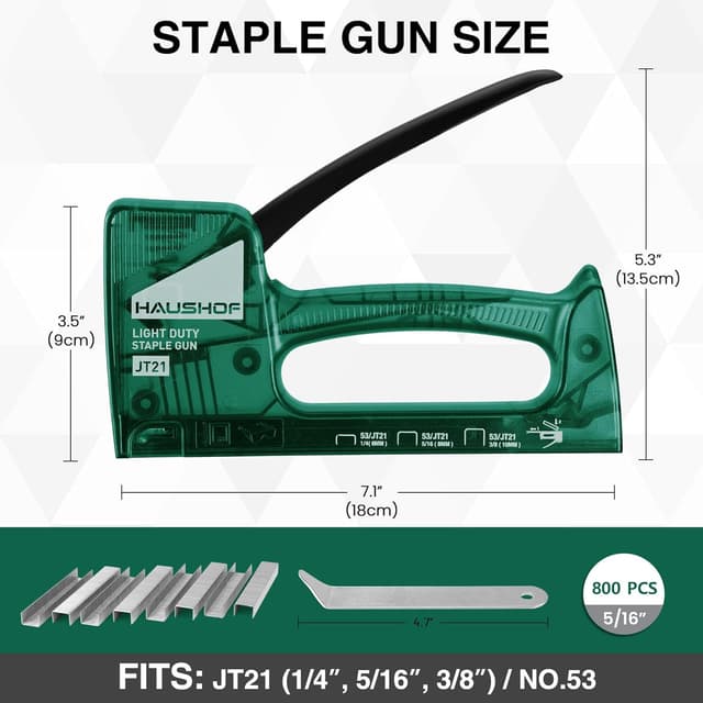 Detalle de HAUSHOF Handtacker / Tackerpistole für Klammern Typ 53 (JT21), 18 cm, mit 800 Klammern und Klammerentferner