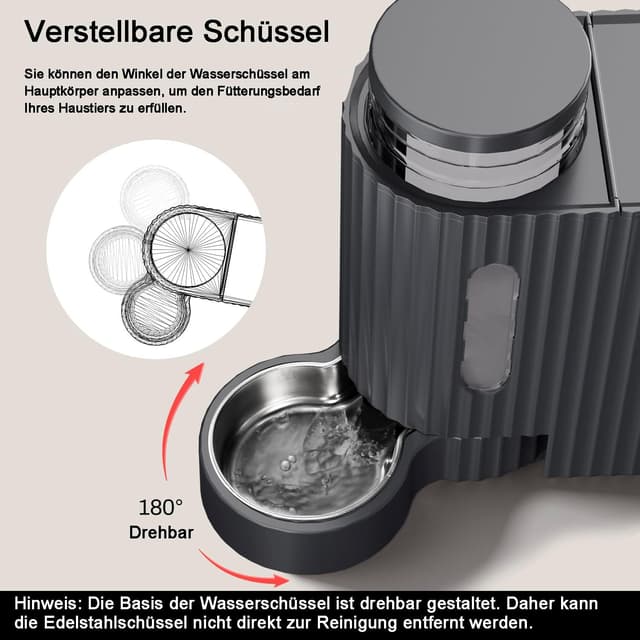 Detalle de Gardner Pet automatischer Futter- und Wasserspender (2 Näpfe, 3 L + 1,3 kg), nicht elektrisch, BPA-frei