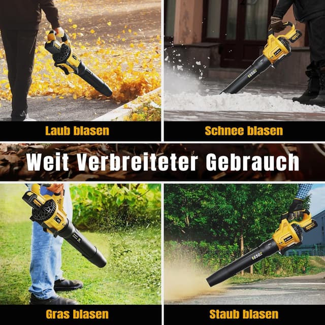 Detalle de GEVEELIFE Akku-Laubbläser 20V mit 3 Gängen – bis 257 km/h, inkl. 2× 5,0Ah Akkus