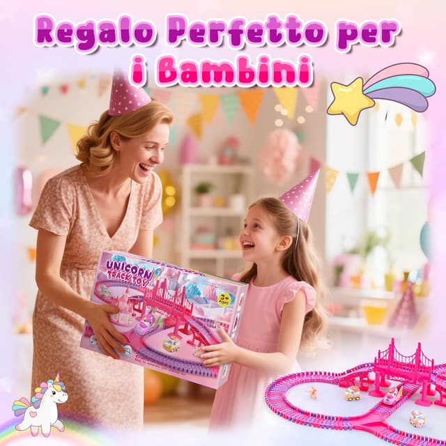Thumbnail 6 de iKidiki Unicorno Bambina: set pista macchinine con castello magico e 200 pezzi (3–8 anni)