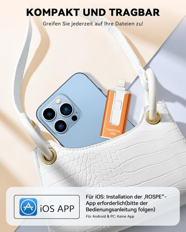 Thumbnail 6 de SUDEHO USB Stick 256 GB für iPhone (MFi-zertifiziert) – 4-in-1 Flashlaufwerk mit Plug-and-Play Backup