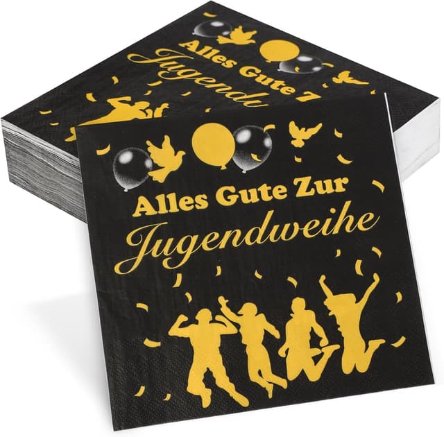 Detalle de 50 Stück Servietten zum 50. Geburtstag – Schwarz/Gold Deko 1976–2026 mit „Schön dass du da bist“