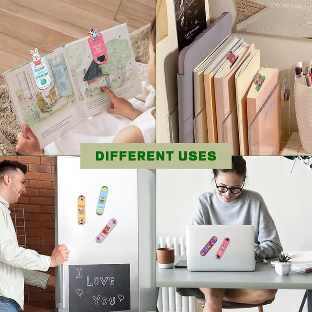 Detalle de 12 magnetische Lesezeichen für Kinder mit Tiermotiven – 12er Set für Schultüte & Kindergeburtstag
