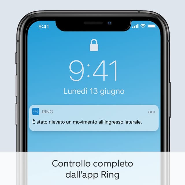 Detalle 2 de Ring Spotlight Cam Plus Solar: videocamera di sorveglianza Wi‑Fi per esterno con faretti, audio bidirezionale e visione notturna a colori