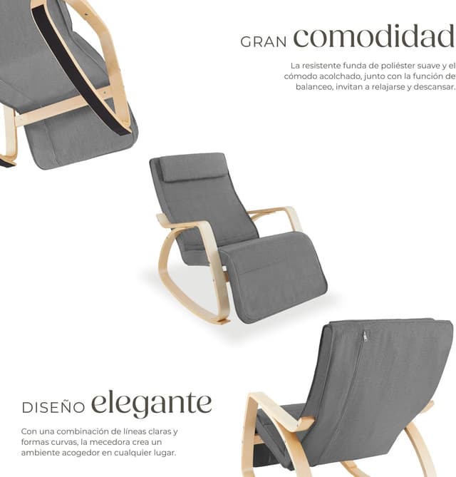 Thumbnail 4 de tectake® Silla Mecedora Ergonómica 5 posiciones