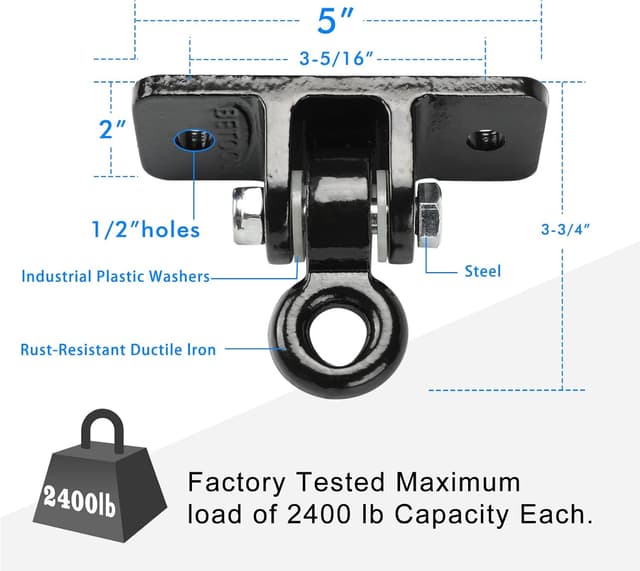 Detalle de BETOOLL Heavy Duty Swing Hangers (Set of 4) for Porch Swings, Trapeze & Yoga Seats