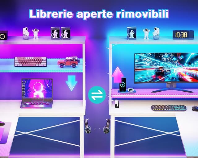 Thumbnail 4 de Coleshome Scrivania Gaming 135×100 cm angolare