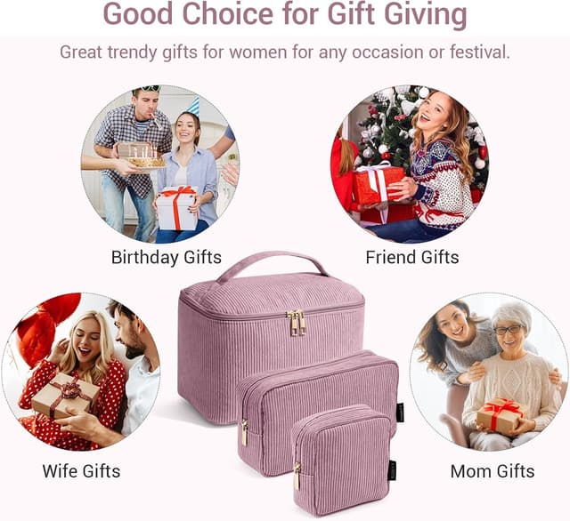 Detalle de MAGEFY corduroy small makeup bag with compartments – mini pouch for travel and handbags