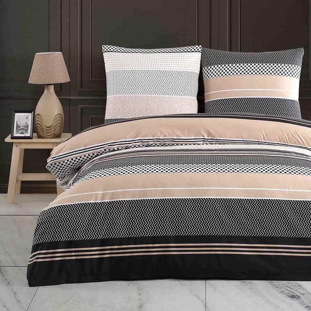 Detalle de Buymax Bettwäsche 200x200 cm aus 100% Baumwolle, 3-teilig (Bettbezug + 2 Kissenbezüge 80x80) mit Reißverschluss