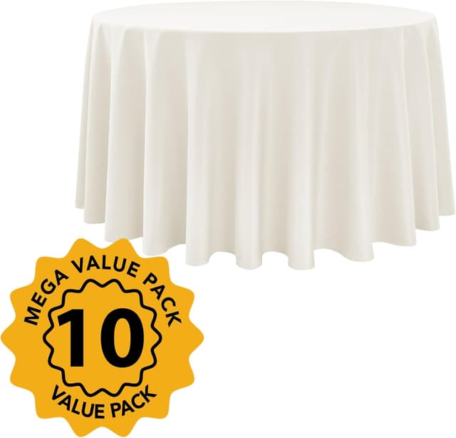 Detalle 2 de Dailyset 10-Pack Ivory Round Tablecloths (108 Inches) for 4–5 Ft Round Tables