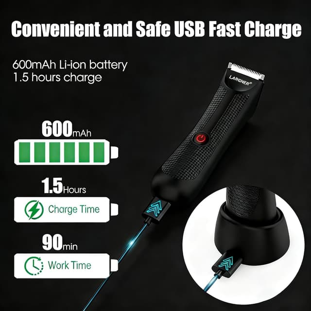 Detalle 1 de Body Hair Trimmer Men Pubic Hair Trimmer with Ceramic Blade Heads & LED Display (IPX7 Waterproof)