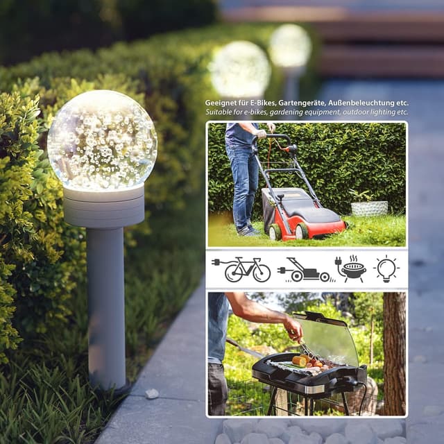 Thumbnail 6 de ledscom.de 2er Set Garten-Steckdosensäule PIWI mit Erdspieß, IP44, Edelstahl anthrazit, 30 cm