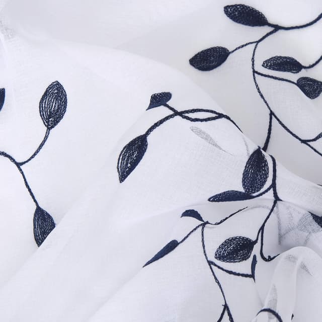 Thumbnail 6 de Deconovo eyelet faux linen voile net curtains in navy blue (55 x 54 drop) – 1 pair