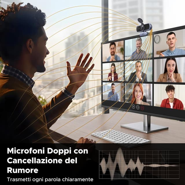 Detalle de UGREEN Webcam 4K 30FPS con auto-focus PDAF, doppio microfono e plug & play USB