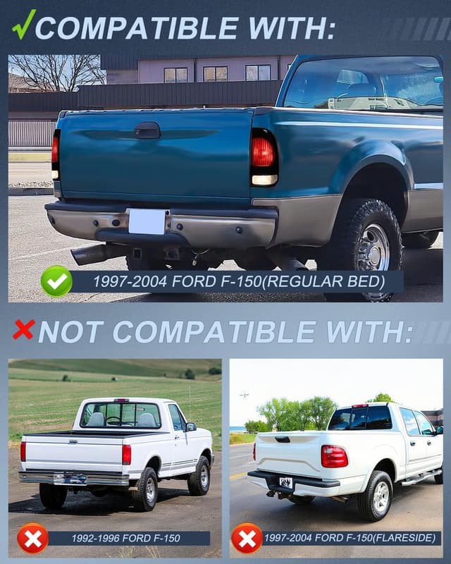 Detalle 2 de Nilight Smoke Rear Taillight Assembly Pair for 1997-2007 Ford F-150 Styleside & F-Series Super Duty