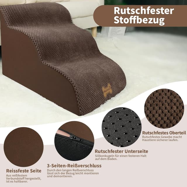 Detalle 2 de Nepfaivy Hundetreppe 3-stufig, 60x40x40 cm