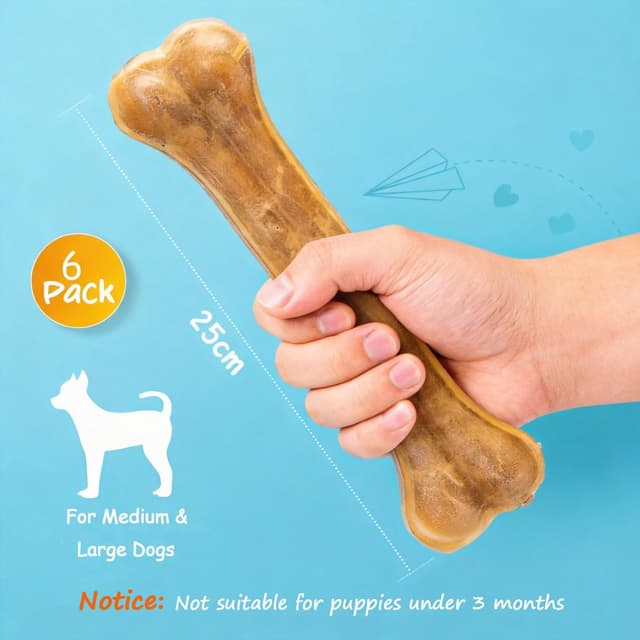 Detalle de Nobleza Os pressés 25 cm au goût bœuf (lot de 6) : friandise à mâcher naturelle pour chiens