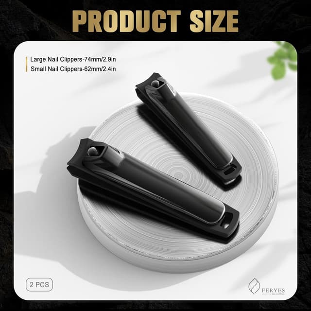 Detalle de FERYES Elegant Nail Clippers 2-Piece Set (Toe & Finger) – Black