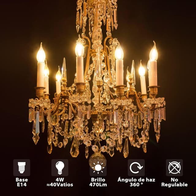 Detalle 2 de LVWIT Bombillas LED E14 Vela 4W (Pack 6)