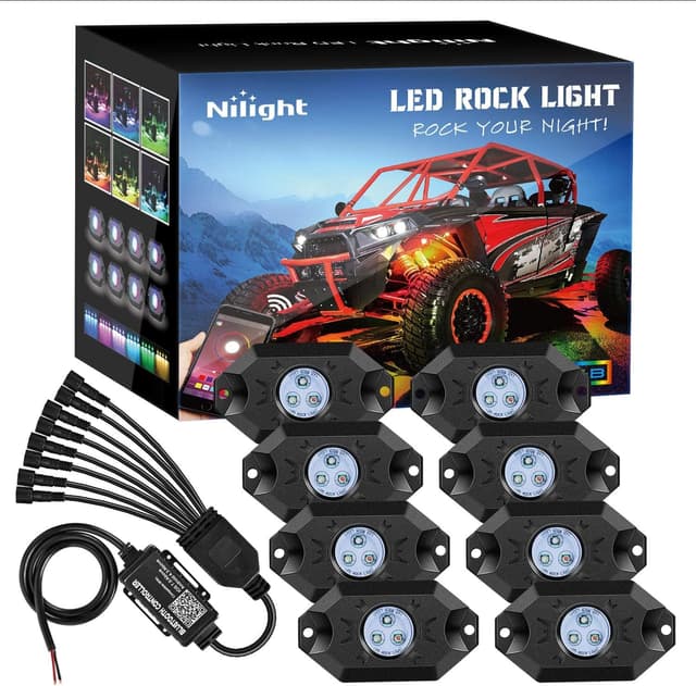Detalle de Nilight RGB LED Rock Lights Kit 8 PCS 🌈
