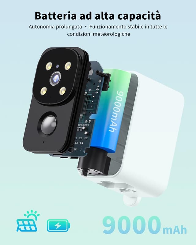 Detalle de PESAIR PesaIR 4G LTE telecamera esterna senza fili con SIM, 2K, pannello solare e PIR