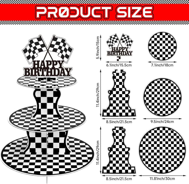 Detalle de BACUTHY 2-Pack Race Car 3-Tier Cupcake Stands for Birthday Parties (Cup Cake Holder Tower, Truck Theme)