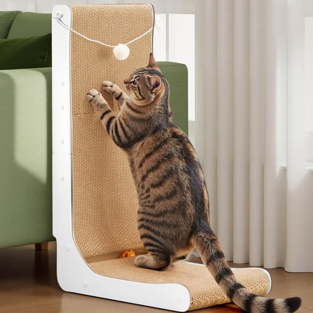 Detalle de Gimars griffoir pour chat en carton en forme de L, 68 cm, à fixer au mur