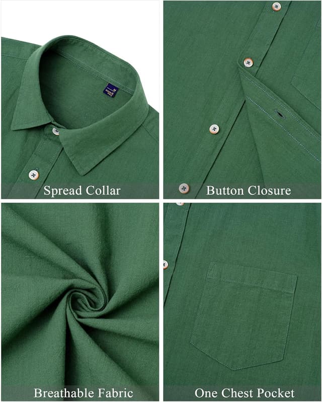 Detalle 1 de J.VER Leinenhemd Herren – Langarmhemd im Regular Fit aus Baumwolle/Leinen für Business & Freizeit