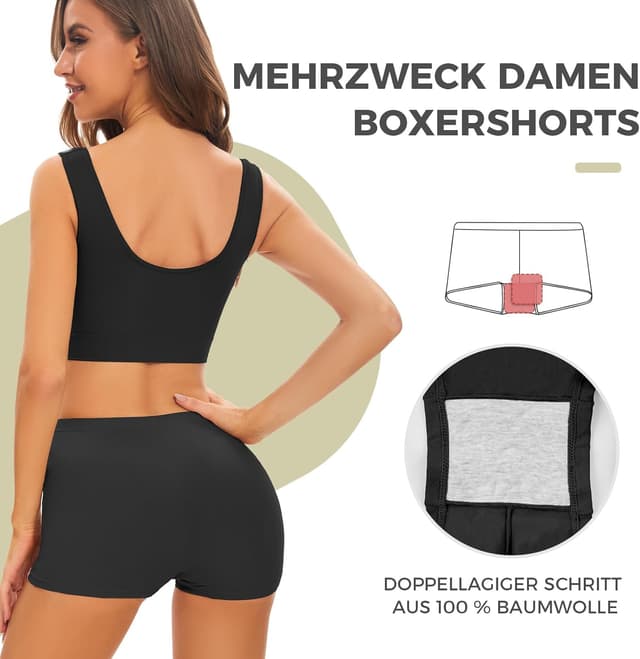 Detalle 2 de SIHOHAN Boxershorts Damen Baumwolle, Kurz