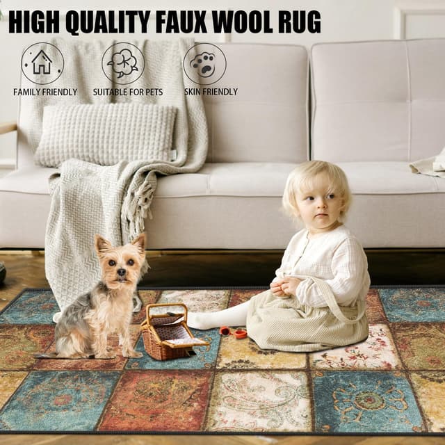 Detalle de WTHYGB Teppichläufer für Flur & Küche, rutschfest, waschbar, 60x120 cm