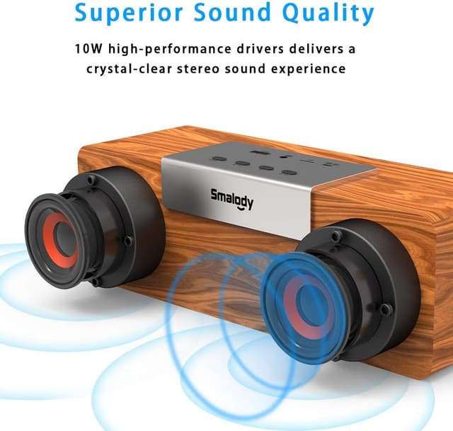 Detalle de Smalody Bluetooth Speakers (Retro Wooden Portable Speaker) with 10W sound, USB, TF card slot & AUX