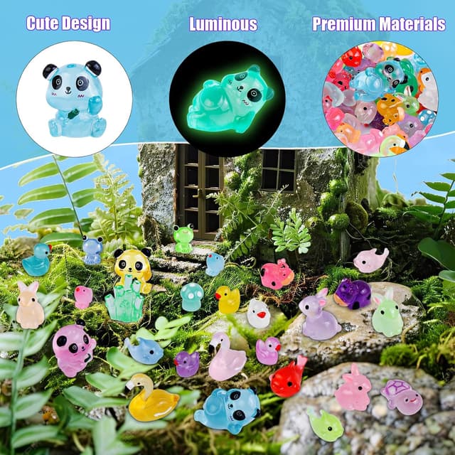 Thumbnail 5 de gyoyede 150pcs Luminous Mini Resin Animals