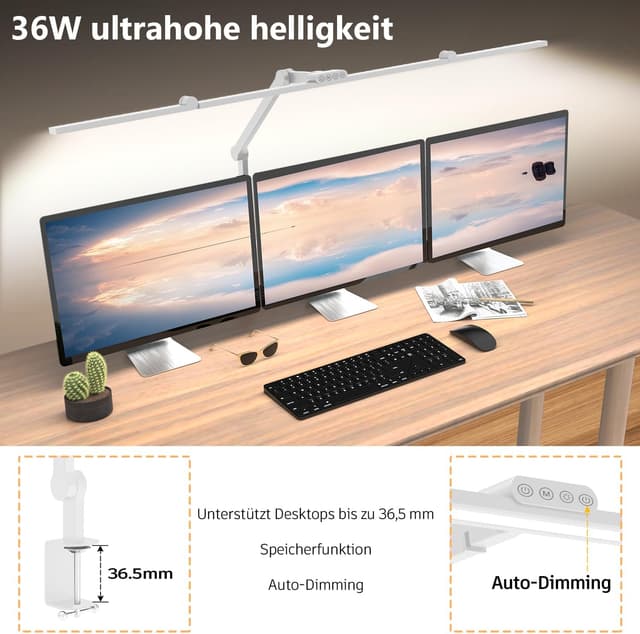 Detalle 2 de EPABINA 36W LED Schreibtischlampe Dimmbare Tageslichtlampe