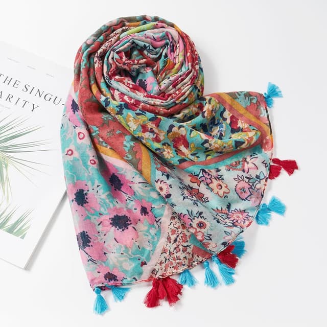 Detalle 2 de QIUTIMIY Écharpe légère fleurs léopard