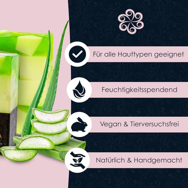 Detalle de Panu Seifen Aloe Vera – vegane feste Duschseife als Shampoo & Duschgel (Naturseife)