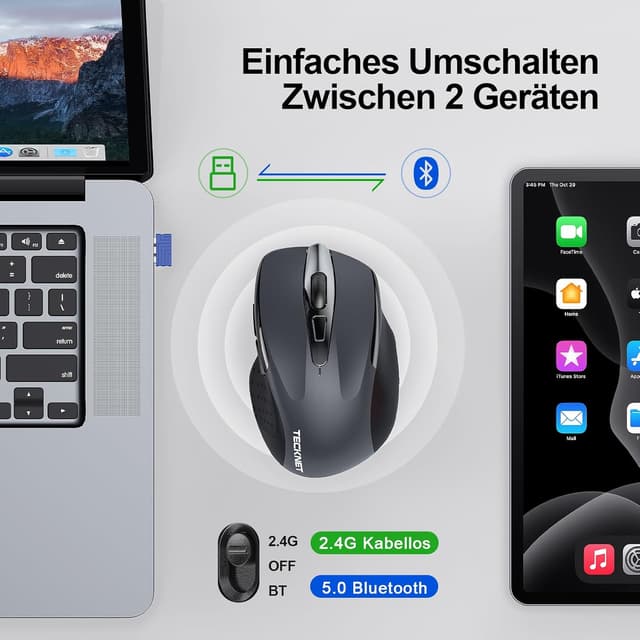 Thumbnail 1 de TECKNET 4800 DPI Bluetooth Maus 30 Monate