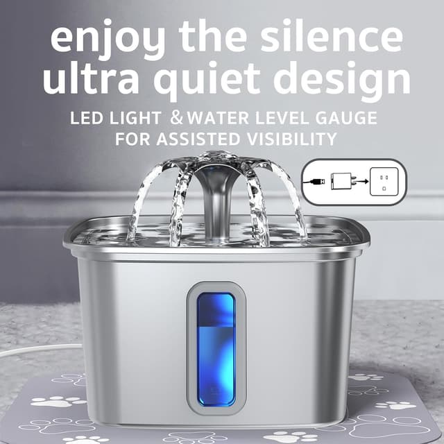 Thumbnail 3 de Veken Stainless Steel Pet Fountain 108oz 🐾